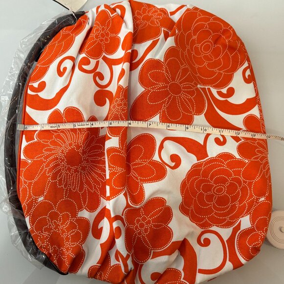 NWT Saks Fifth Avenue Orange White Floral Fabric Shoulder Bag Slouch Hobo Lined. - Picture 8 of 9